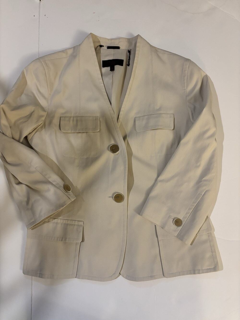 Talbots Petite Beige Two Pocket Coat Button Up Size 10P